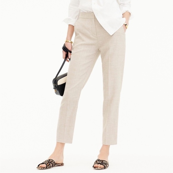 NWT J. Crew TALL LONG Stretch Linen Pant Trouser Navy Blue Classic Career Summer - Picture 3 of 14